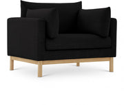 Langham Linen Textured Fabric Upholstered Chair in Black - 157Black-C