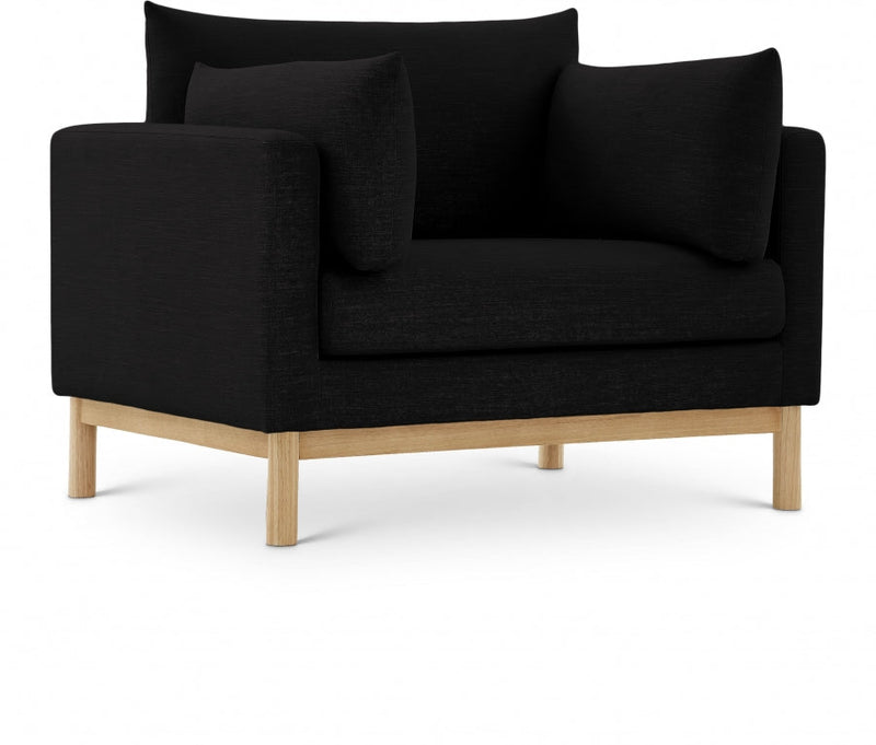 Langham Linen Textured Fabric Upholstered Chair in Black - 157Black-C