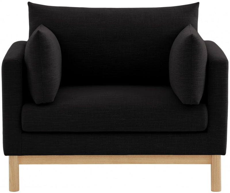 Langham Linen Textured Fabric Upholstered Chair in Black - 157Black-C