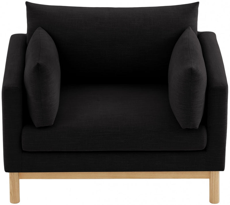 Langham Linen Textured Fabric Upholstered Chair in Black - 157Black-C