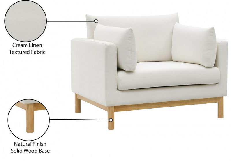 Langham Linen Textured Fabric Upholstered Chair in Cream - 157Cream-C