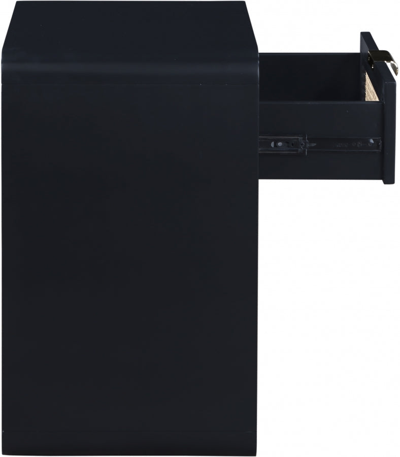 Langham Poplar Wood And Natural Cane Nightstand in Black - 850Black-NS