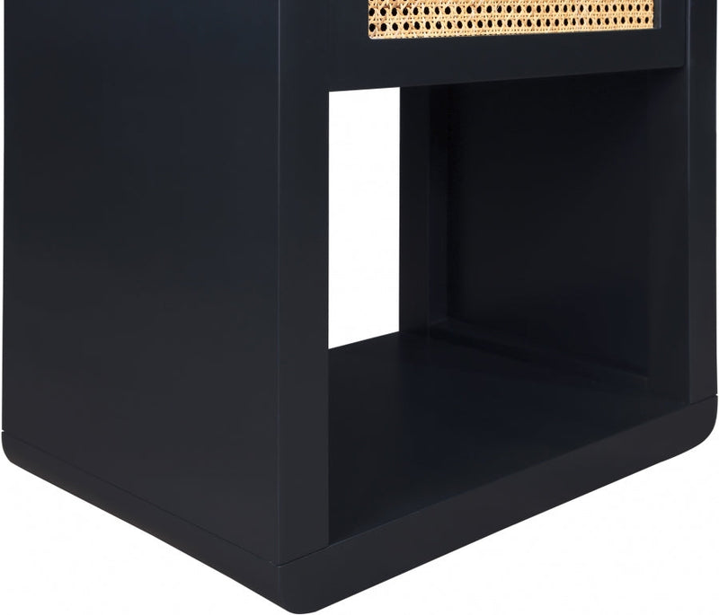 Langham Poplar Wood And Natural Cane Nightstand in Black - 850Black-NS