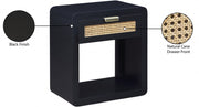 Langham Poplar Wood And Natural Cane Nightstand in Black - 850Black-NS