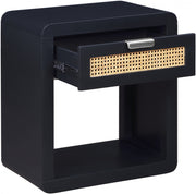 Langham Poplar Wood And Natural Cane Nightstand in Black - 850Black-NS