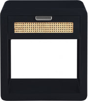 Langham Poplar Wood And Natural Cane Nightstand in Black - 850Black-NS