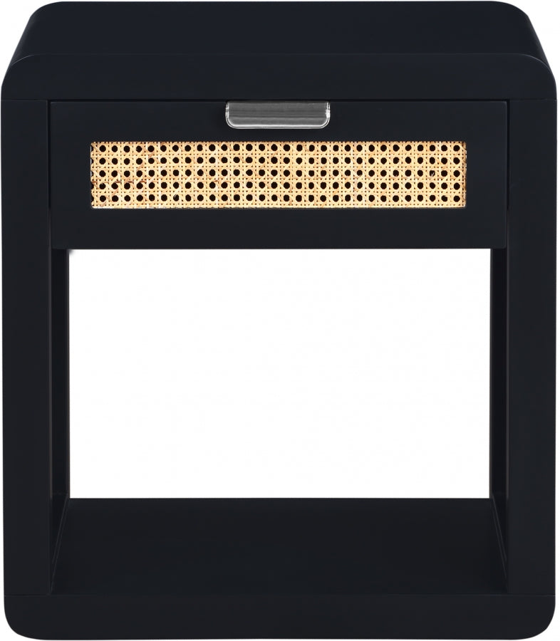 Langham Poplar Wood And Natural Cane Nightstand in Black - 850Black-NS