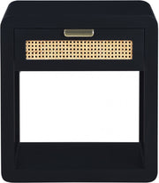 Langham Poplar Wood And Natural Cane Nightstand in Black - 850Black-NS