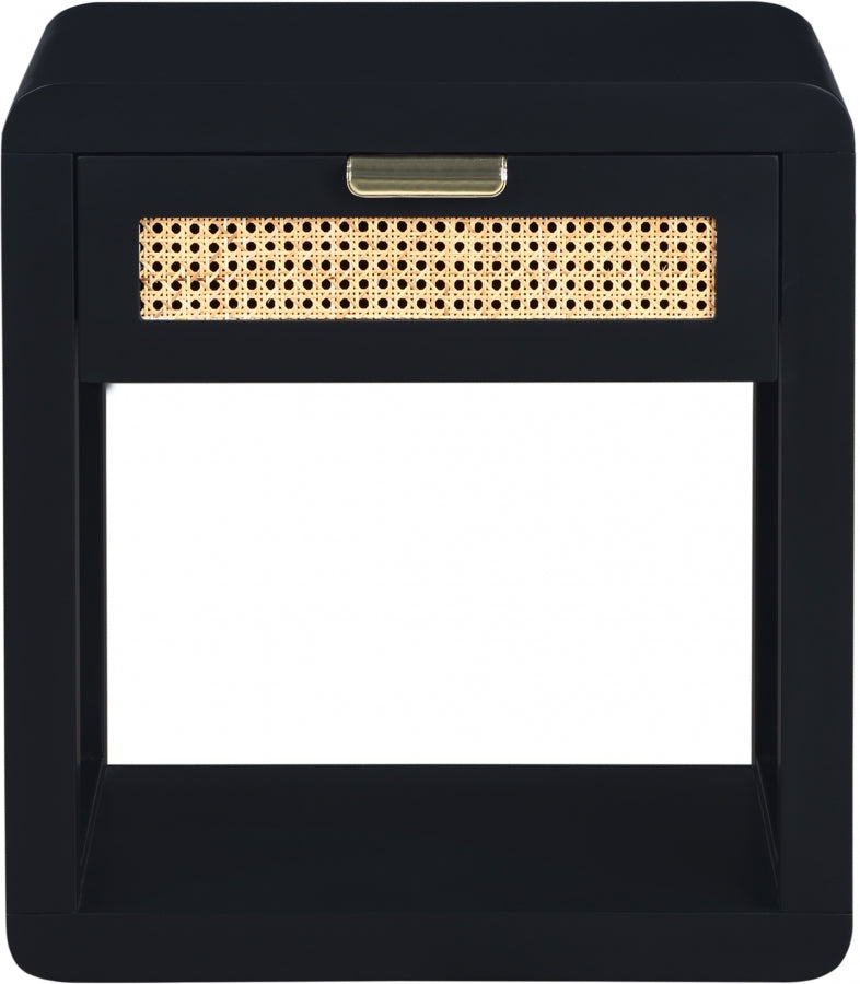 Langham Poplar Wood And Natural Cane Nightstand in Black - 850Black-NS