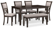 Langwest Brown Dining Table and 4 Chairs and Bench (Set of 6) - D422-325