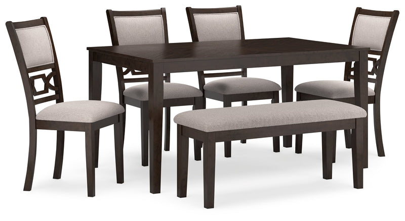 Langwest Brown Dining Table and 4 Chairs and Bench (Set of 6) - D422-325
