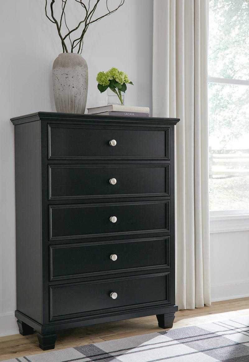Lanolee Black Full Panel Bed and Chest - B687B12