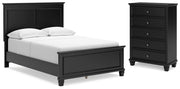 Lanolee Black Full Panel Bed and Chest - B687B12