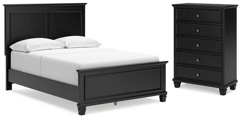 Lanolee Black Full Panel Bed and Chest - B687B12