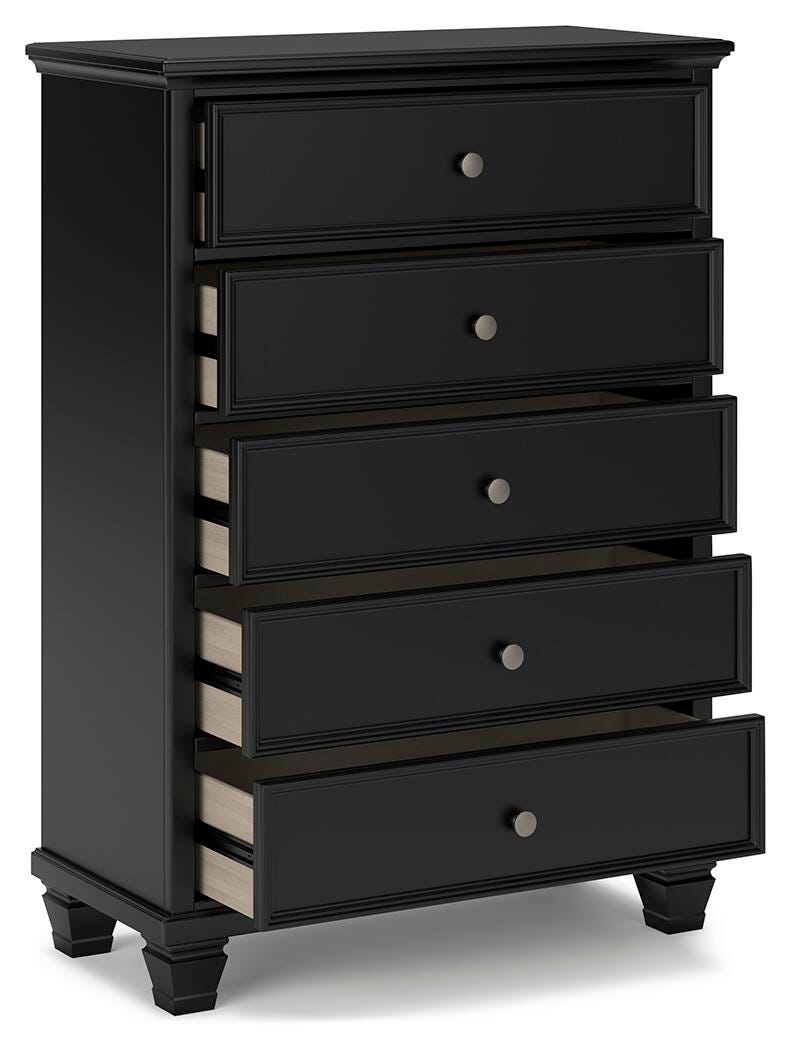 Lanolee Black Full Panel Bed and Chest - B687B12