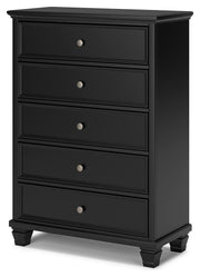 Lanolee Black Full Panel Bed and Chest - B687B12