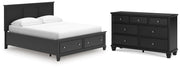 Lanolee California King Panel Storage Bed and Dresser in Black - PKG023922