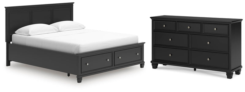 Lanolee California King Panel Storage Bed and Dresser in Black - PKG023922