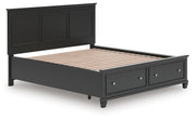 Lanolee California King Panel Storage Bed, Dresser and Nightstand in Black - PKG023925