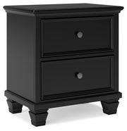 Lanolee Full Panel Bed with Mirrored Dresser and Nightstand in Black - PKG015214