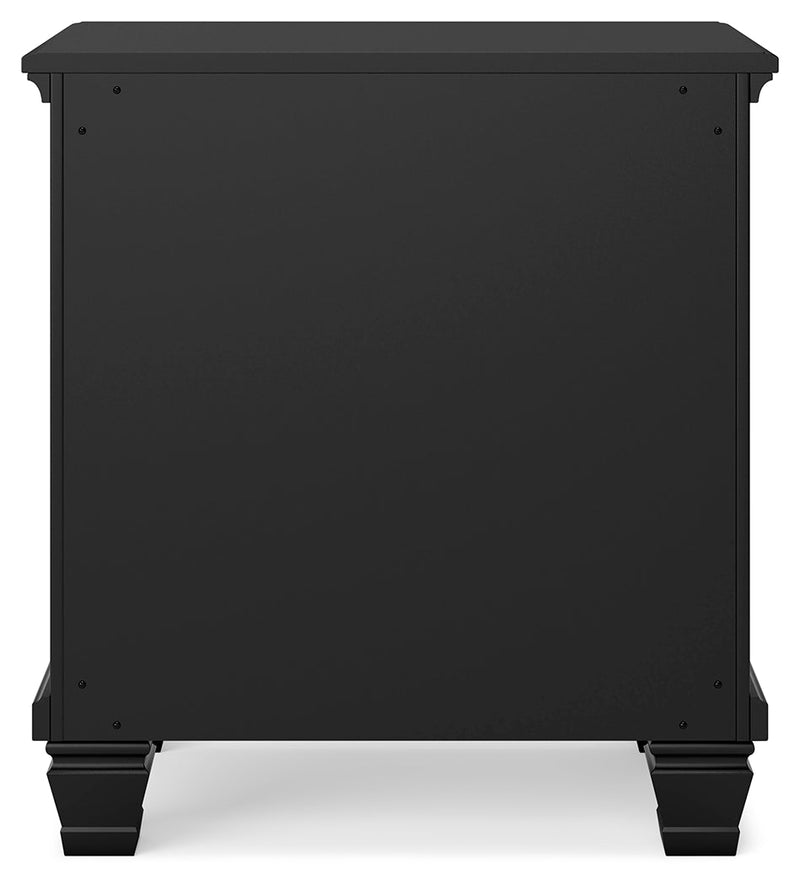 Lanolee Full Panel Bed with Mirrored Dresser and Nightstand in Black - PKG015214
