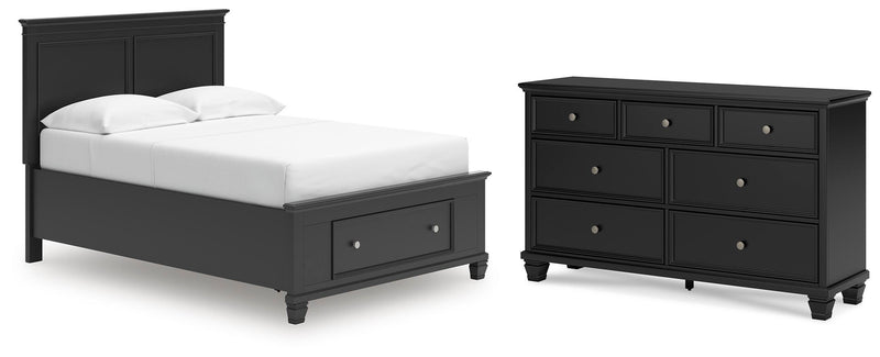 Lanolee Full Panel Storage Bed and Dresser in Black - PKG023907
