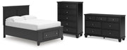 Lanolee Full Panel Storage Bed, Dresser and Chest in Black - PKG023911