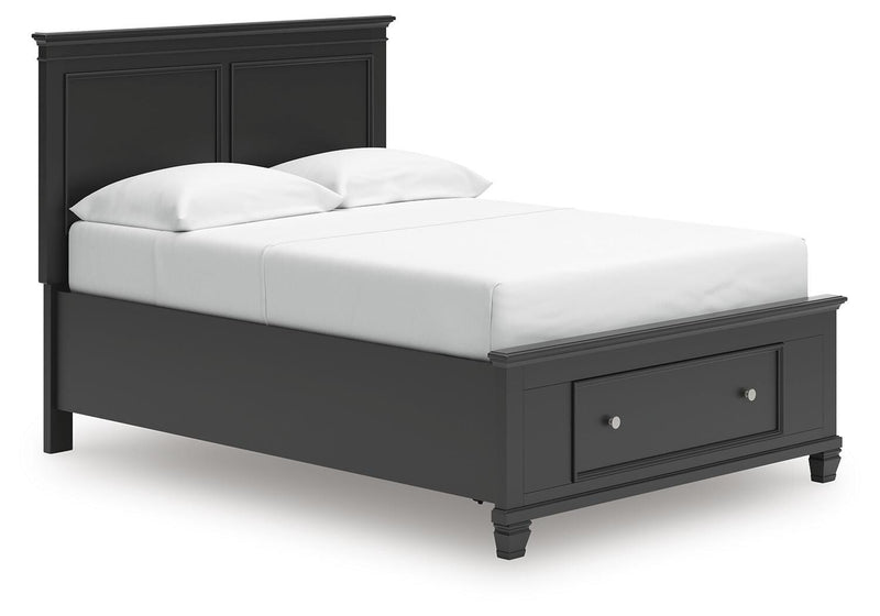 Lanolee Full Panel Storage Bed, Dresser and Mirror in Black - PKG023908