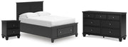 Lanolee Full Panel Storage Bed, Dresser and Nightstand in Black - PKG023910
