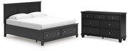 Lanolee King Panel Storage Bed and Dresser in Black - PKG023917