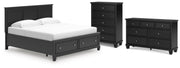 Lanolee King Panel Storage Bed, Dresser and Chest in Black - PKG023921