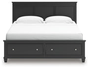 Lanolee King Panel Storage Bed, Dresser and Mirror in Black - PKG023918
