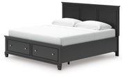 Lanolee King Panel Storage Bed, Dresser and Mirror in Black - PKG023918