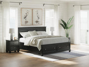 Lanolee King Panel Storage Bed, Dresser and Mirror in Black - PKG023918