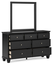Lanolee King Panel Storage Bed, Dresser and Mirror in Black - PKG023918