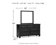 Lanolee King Panel Storage Bed, Dresser and Mirror in Black - PKG023918