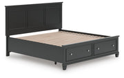 Lanolee King Panel Storage Bed, Dresser and Nightstand in Black - PKG023920