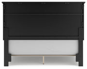 Lanolee Queen Panel Bed with Mirrored Dresser and 2 Nightstands in Black - PKG015218
