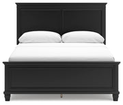 Lanolee Queen Panel Bed with Mirrored Dresser, Chest and Nightstand in Black - PKG015222