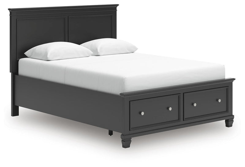 Lanolee Queen Panel Storage Bed, Dresser and Mirror in Black - PKG023913