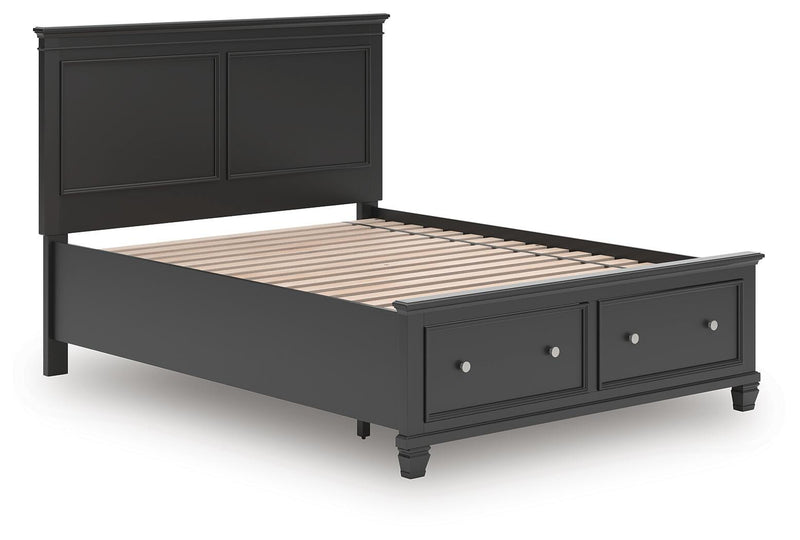 Lanolee Queen Panel Storage Bed, Dresser and Mirror in Black - PKG023913