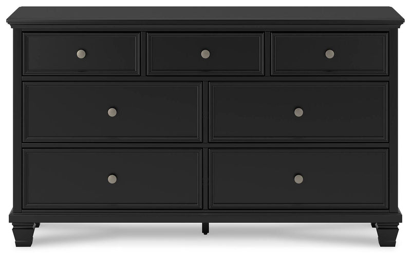 Lanolee Queen Panel Storage Bed, Dresser and Nightstand in Black - PKG023915