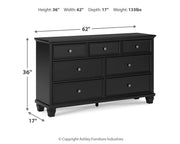 Lanolee Queen Panel Storage Bed, Dresser and Nightstand in Black - PKG023915
