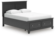 Lanolee Queen Panel Storage Bed, Dresser and Nightstand in Black - PKG023915