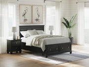 Lanolee Queen Panel Storage Bed, Dresser and Nightstand in Black - PKG023915