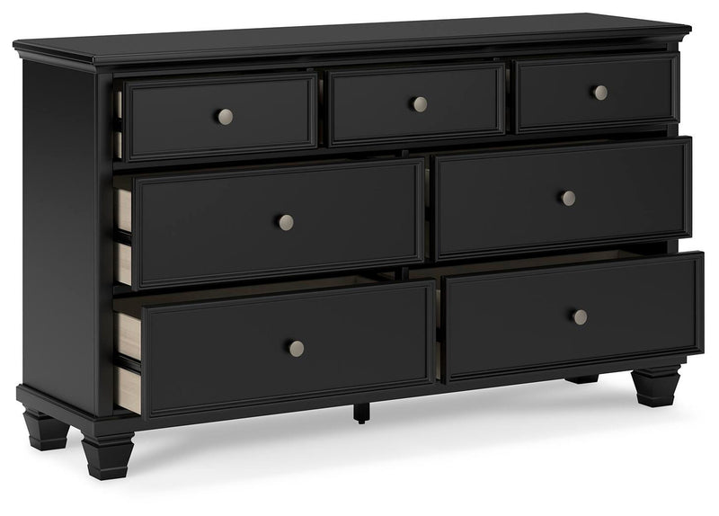 Lanolee Queen Panel Storage Bed, Dresser and Nightstand in Black - PKG023915