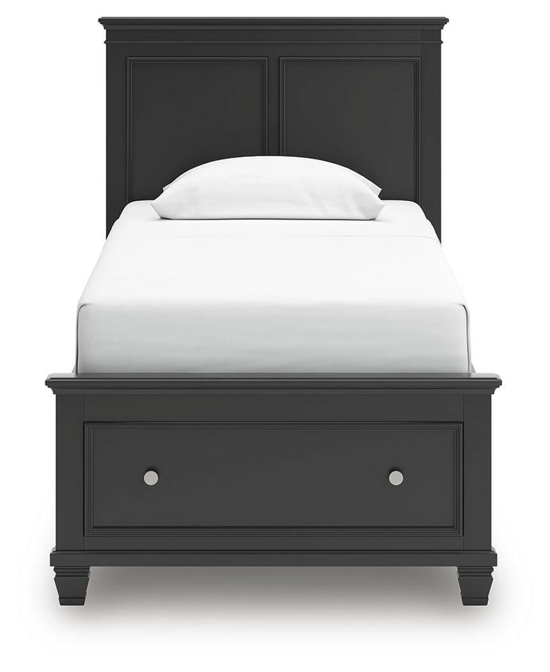Lanolee Twin Panel Storage Bed, Dresser and Chest in Black - PKG023906