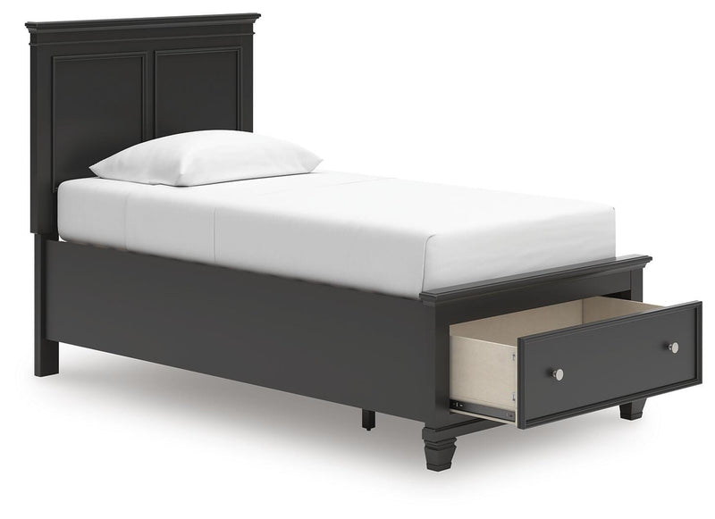 Lanolee Twin Panel Storage Bed, Dresser and Chest in Black - PKG023906