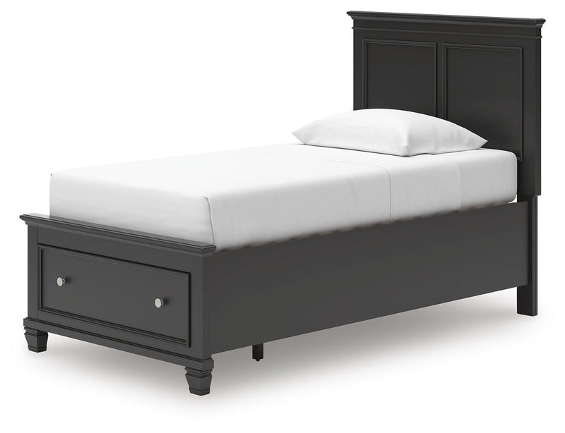 Lanolee Twin Panel Storage Bed, Dresser and Chest in Black - PKG023906