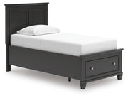 Lanolee Twin Panel Storage Bed, Dresser and Mirror in Black - PKG023903